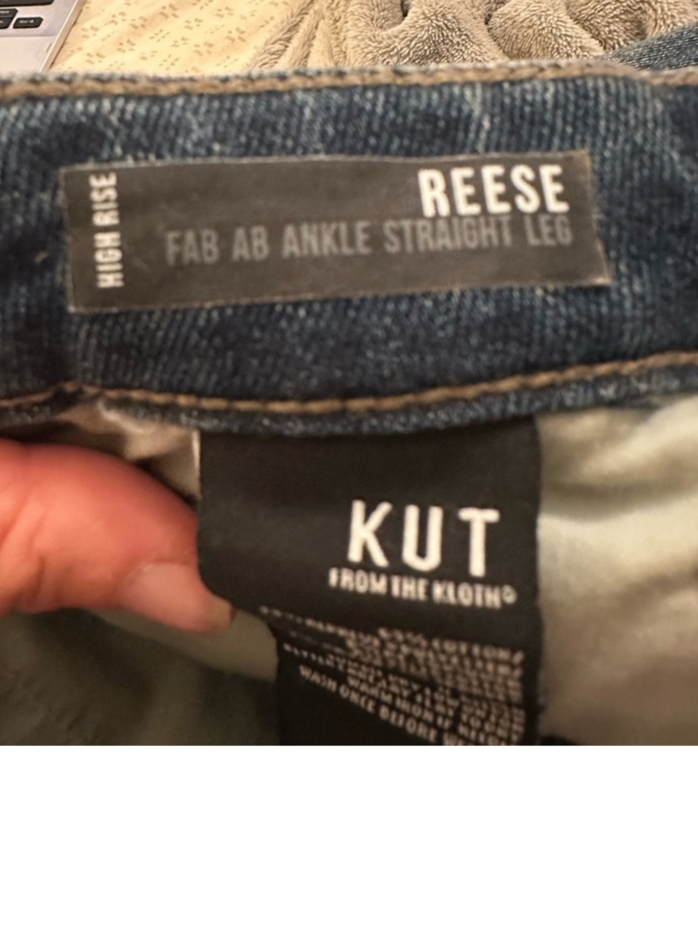 Kut from the Kloth High Rise Straight Leg Ankle Jeans Reese Raw Hem 4 - Picture 3 of 4
